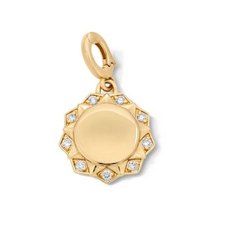1/10 CT. T.W. Lab-Grown Diamond Sunburst Frame Necklace Charm in 10K Gold (F/VS2)