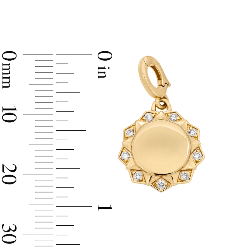 Main Image 3 of 1/10 CT. T.W. Lab-Grown Diamond Sunburst Frame Necklace Charm in 10K Gold (F/VS2)