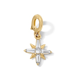 1/4 CT. T.W. Princess and Baguette-Cut Certified Lab-Grown Diamond Starburst Necklace Charm in 10K Gold (F/VS2)