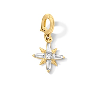 1/4 CT. T.W. Princess and Baguette-Cut Lab-Grown Diamond Starburst Necklace Charm in 10K Gold (F/VS2)