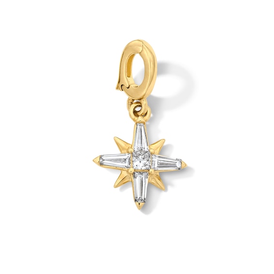 1/4 CT. T.w. Princess and Baguette-Cut Certified Lab-Grown Diamond Starburst Necklace Charm in 10K Gold (F/Vs2)