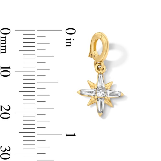 1/4 CT. T.w. Princess and Baguette-Cut Certified Lab-Grown Diamond Starburst Necklace Charm in 10K Gold (F/Vs2)