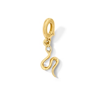 Lab-Grown Diamond Accent Snake Necklace Charm in 10K Gold (F/VS2)