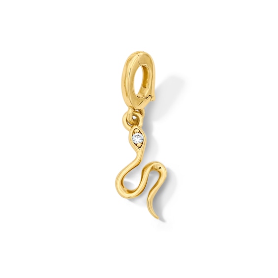 Certified Lab-Grown Diamond Accent Snake Necklace Charm in 10K Gold (F/Vs2)