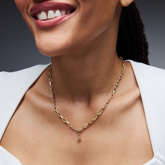 Certified Lab-Grown Diamond Accent Snake Necklace Charm in 10K Gold (F/Vs2)