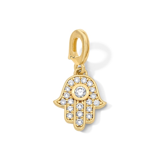 1/5 CT. T.w. Lab-Grown Diamond Hamsa Necklace Charm in 10K Gold (F/Vs2)
