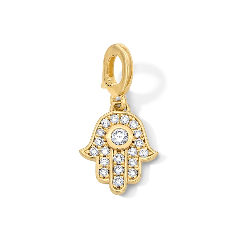 Main Image 1 of 1/5 CT. T.W. Lab-Grown Diamond Hamsa Necklace Charm in 10K Gold (F/VS2)