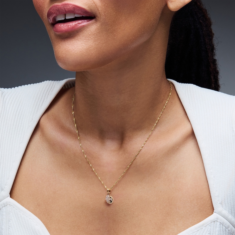 Main Image 2 of 1/5 CT. T.W. Lab-Grown Diamond Hamsa Necklace Charm in 10K Gold (F/VS2)