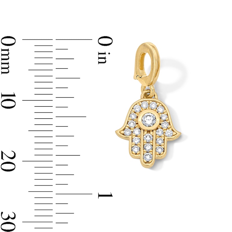 Main Image 3 of 1/5 CT. T.W. Lab-Grown Diamond Hamsa Necklace Charm in 10K Gold (F/VS2)