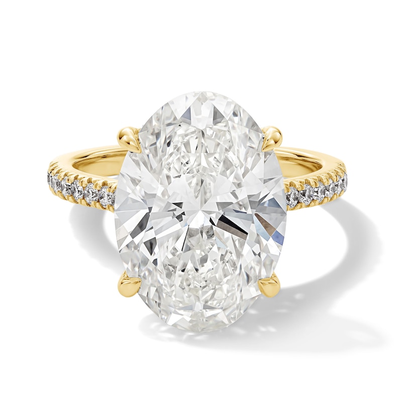 Main Image 1 of 8-1/2 CT. T.W. Oval Certified Lab-Grown Diamond Hidden Frame Engagement Ring in 14K Gold (F/VS2)