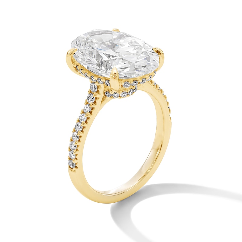 Main Image 3 of 8-1/2 CT. T.W. Oval Certified Lab-Grown Diamond Hidden Frame Engagement Ring in 14K Gold (F/VS2)