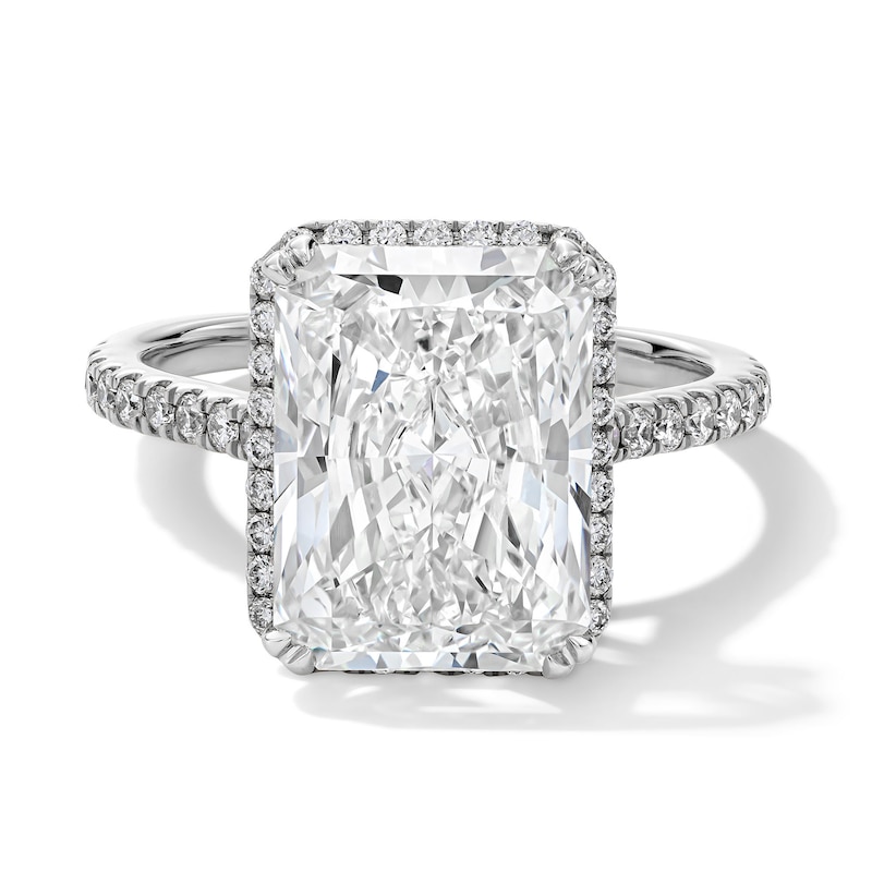 Main Image 1 of 6-1/2 CT. T.W. Radiant-Cut Certified Lab-Grown Diamond Frame Engagement Ring in 14K White Gold (F/VS2)