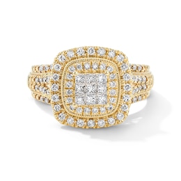 3/4 CT. T.W. Princess-Cut Diamond Multi-Stone Double Frame Ring in 10K Gold
