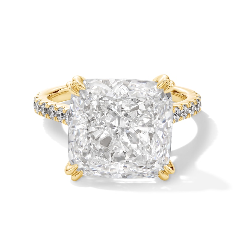 Main Image 1 of 10-1/2 CT. T.W. Cushion-Cut Certified Lab-Grown Diamond Engagement Ring in 14K Gold (F/VS2)