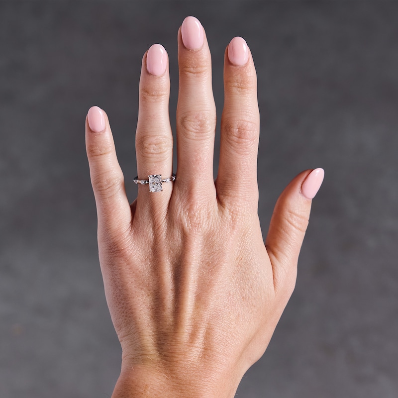 Main Image 2 of 1-3/4 CT.T.W. Radiant-Cut Certified Lab-Grown Diamond Hidden Frame Engagement Ring in 14K White Gold (F/VS2)