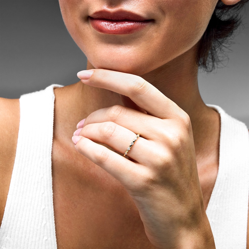 Main Image 2 of 1/4 CT. T.W. Diamond Channel-Set Station Stackable Band in 10K Gold