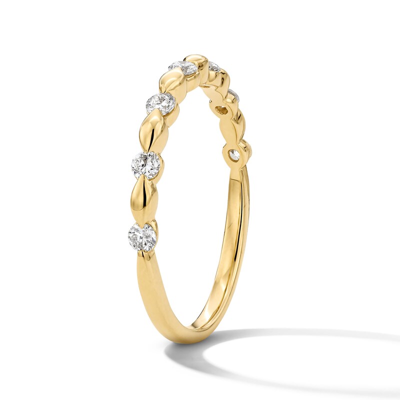Main Image 5 of 1/4 CT. T.W. Diamond Channel-Set Station Stackable Band in 10K Gold