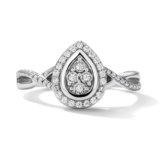 1/10 CT. T.w. Lab-Grown Diamond Teardrop Frame Ring in Sterling Silver (F/Vs2)