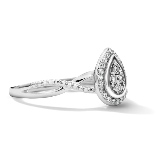 1/10 CT. T.w. Lab-Grown Diamond Teardrop Frame Ring in Sterling Silver (F/Vs2)