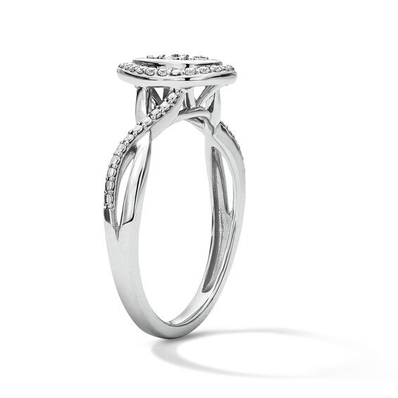 1/10 CT. T.w. Lab-Grown Diamond Teardrop Frame Ring in Sterling Silver (F/Vs2)