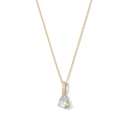 Pear-Shaped Aquamarine and Lab-Grown Diamond Accent Pendant in 10K Gold (F/VS2)