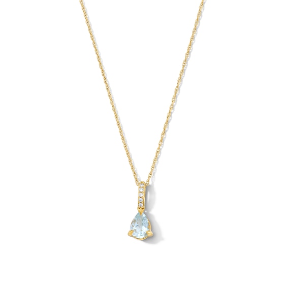 Pear-Shaped Aquamarine and Lab-Grown Diamond Accent Pendant in 10K Gold (F/Vs2)