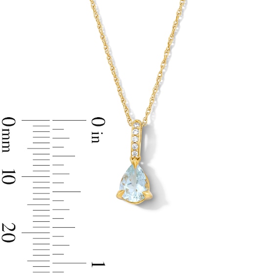 Pear-Shaped Aquamarine and Lab-Grown Diamond Accent Pendant in 10K Gold (F/Vs2)