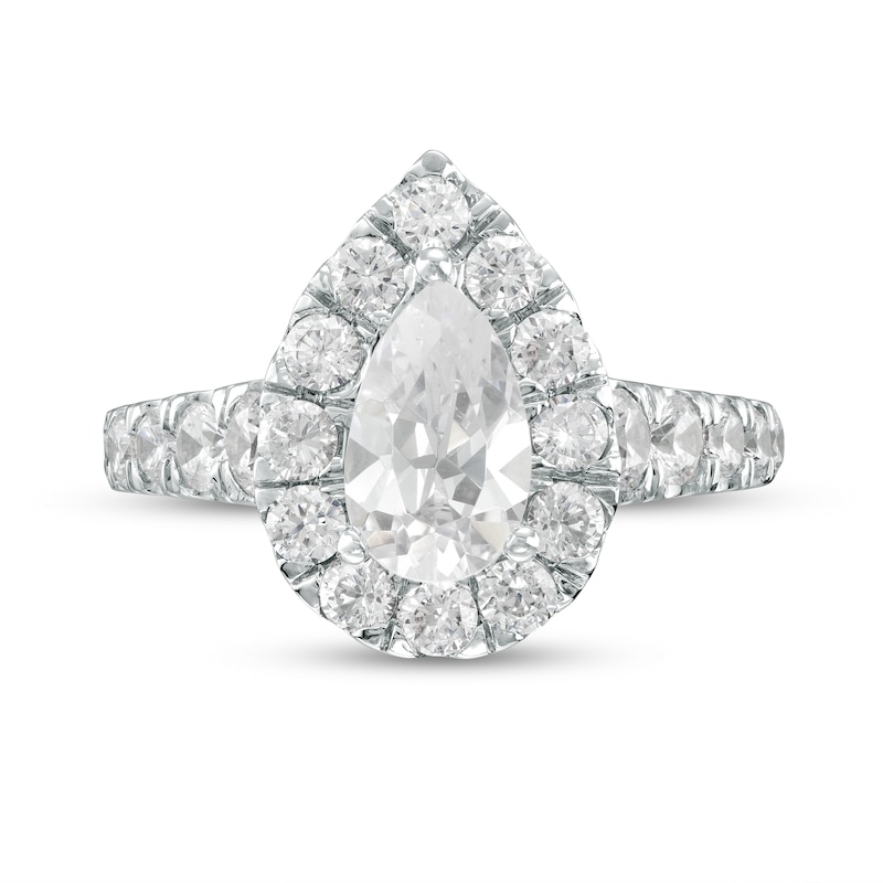 Main Image 4 of 2-1/2 CT. T.W. Pear-Shaped Certified Lab-Grown Diamond Frame Engagement Ring in Platinum (F/VS2)