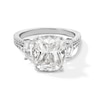 Thumbnail Image 1 of 6.23 CT. T.W. Cushion-Cut Certified Lab-Grown Diamond Three-Stone Engagement Ring in Platinum (F/VS2)