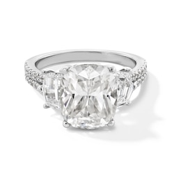 6.23 CT. T.W. Cushion-Cut Certified Lab-Grown Diamond Three-Stone Engagement Ring in Platinum (F/VS2)