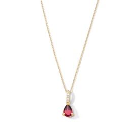 Pear-Shaped Garnet and Lab-Grown Diamond Accent Pendant in 10K Gold (F/VS2)