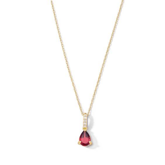 Pear-Shaped Garnet and Lab-Grown Diamond Accent Pendant in 10K Gold (F/Vs2)