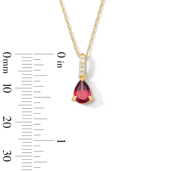 Pear-Shaped Garnet and Lab-Grown Diamond Accent Pendant in 10K Gold (F/Vs2)