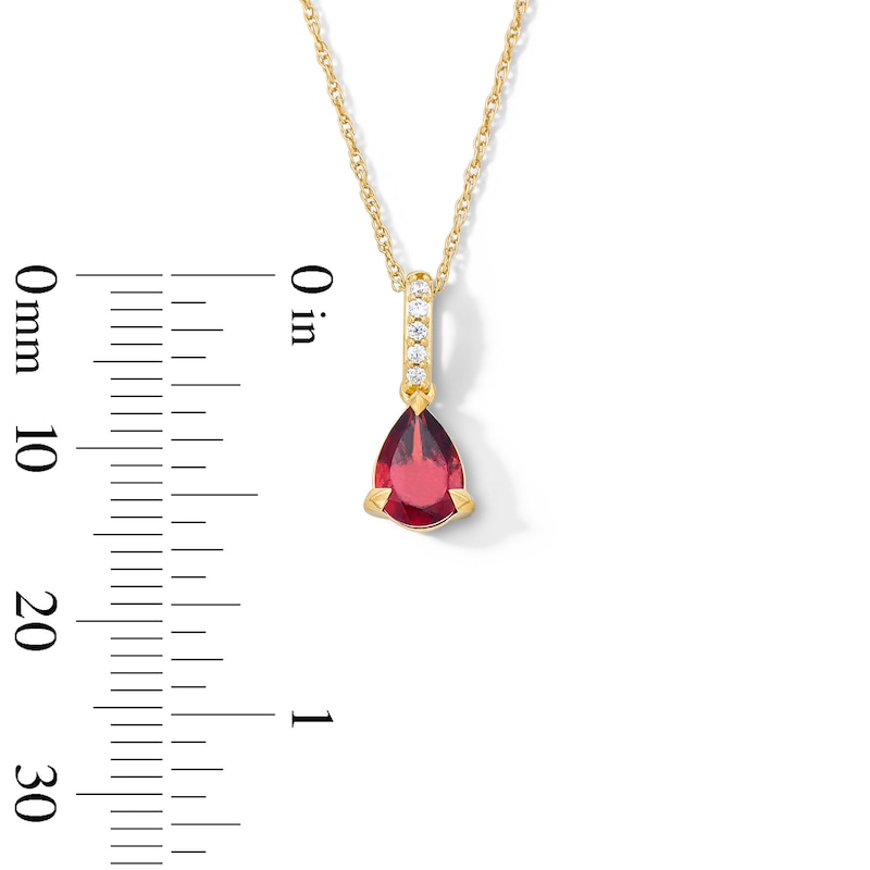 Main Image 2 of Pear-Shaped Garnet and Lab-Grown Diamond Accent Pendant in 10K Gold (F/VS2)