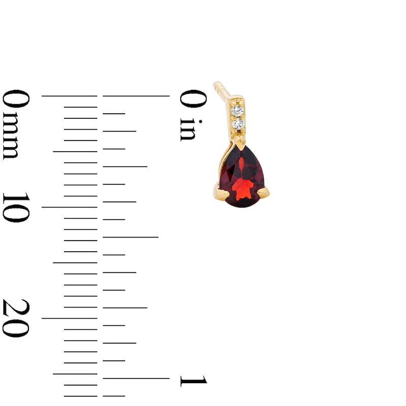 Main Image 2 of Pear-Shaped Garnet and Lab-Grown Diamond Accent Drop Earrings in 10K Gold (F/VS2)