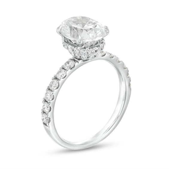 2-3/4 CT. T.w. Oval Certified Lab-Grown Diamond Hidden Double Frame Engagement Ring in Platinum (F/Vs2)