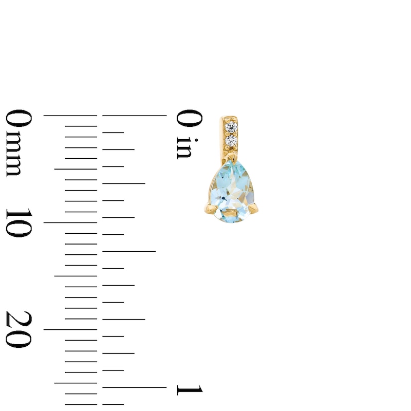 Main Image 2 of Pear-Shaped Aquamarine and Lab-Grown Diamond Accent Drop Earrings in 10K Gold (F/VS2)