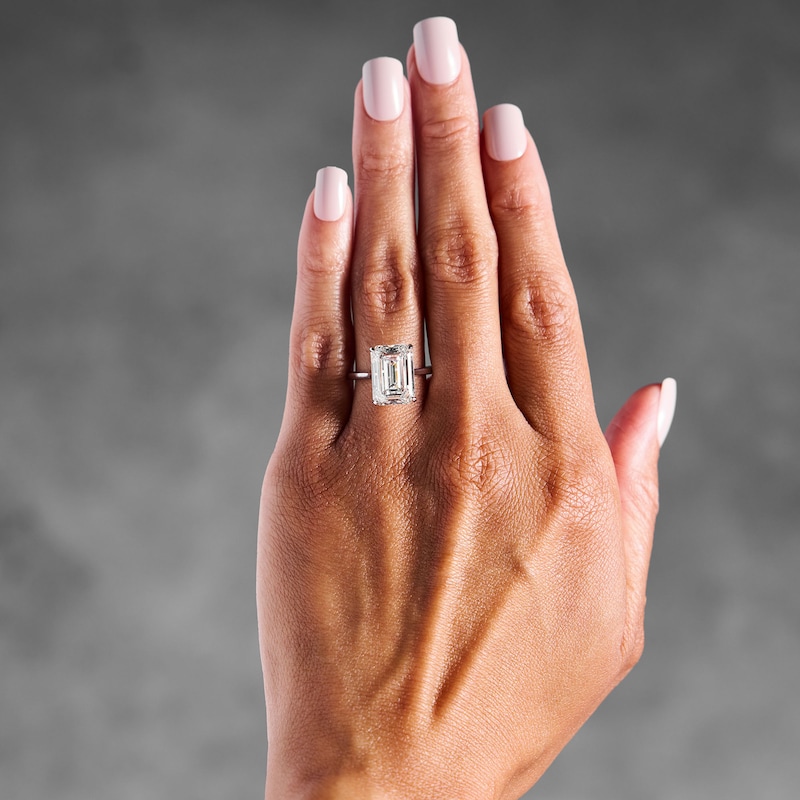Main Image 2 of 8 CT. T.W. Emerald-Cut Certified Lab-Grown Diamond Solitaire Engagement Ring in 14K White Gold (F/VS2)