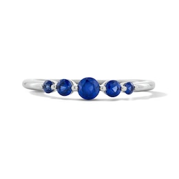 Blue Lab-Created Sapphire Five-Stone Ring in Sterling Silver