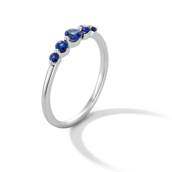 Blue Lab-Created Sapphire Five-Stone Ring in Sterling Silver