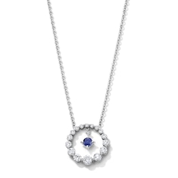 7/8 CT. T.W. Lab-Grown Diamond  and Blue Lab-Created Sapphire Circle Necklace in Sterling Silver (F/VS2)