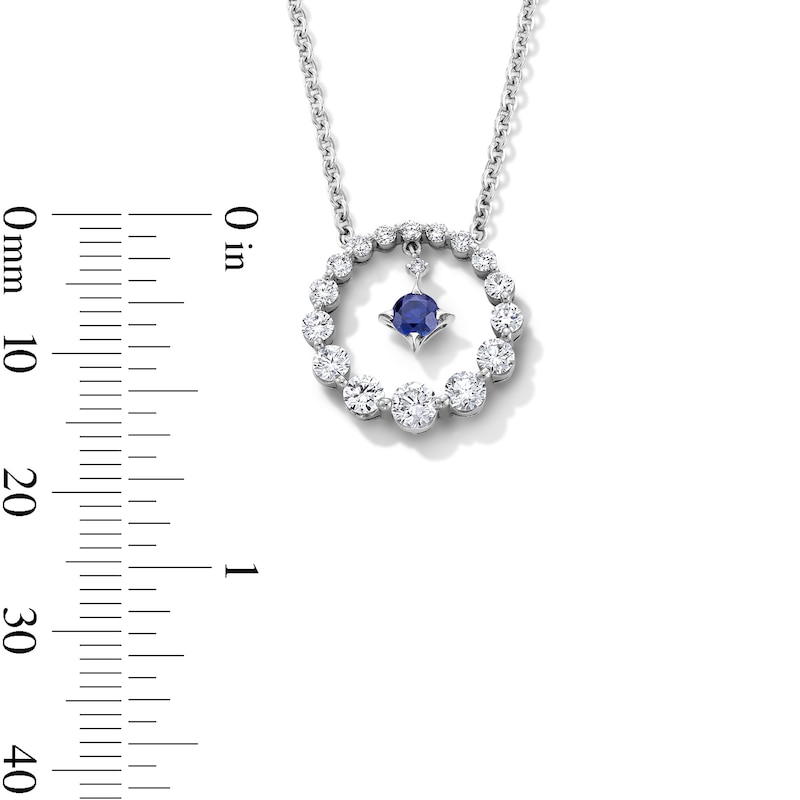 Main Image 3 of 7/8 CT. T.W. Lab-Grown Diamond  and Blue Lab-Created Sapphire Circle Necklace in Sterling Silver (F/VS2)
