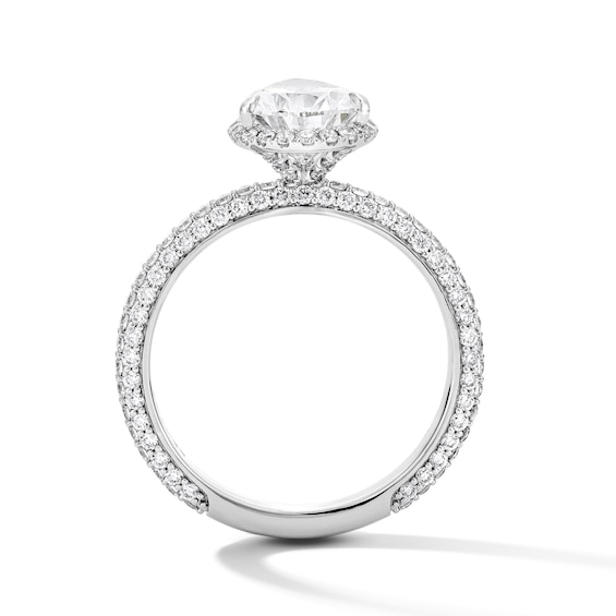 3 CT. T.w. Pear-Shaped Certified Lab-Grown Diamond Frame Engagement Ring in 14K White Gold (F/Vs2)