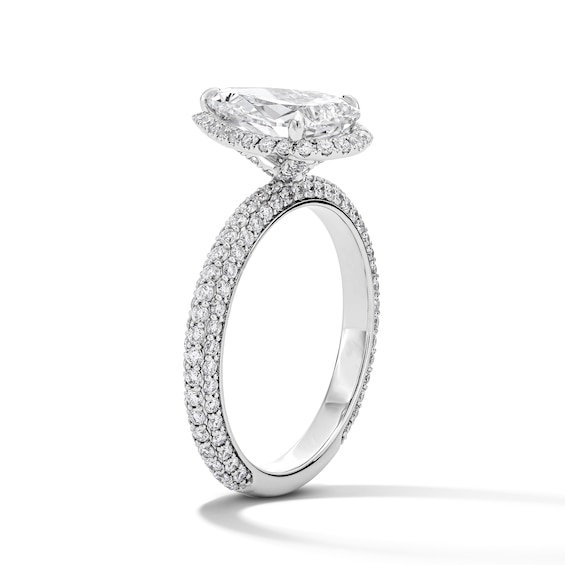 3 CT. T.w. Pear-Shaped Certified Lab-Grown Diamond Frame Engagement Ring in 14K White Gold (F/Vs2)