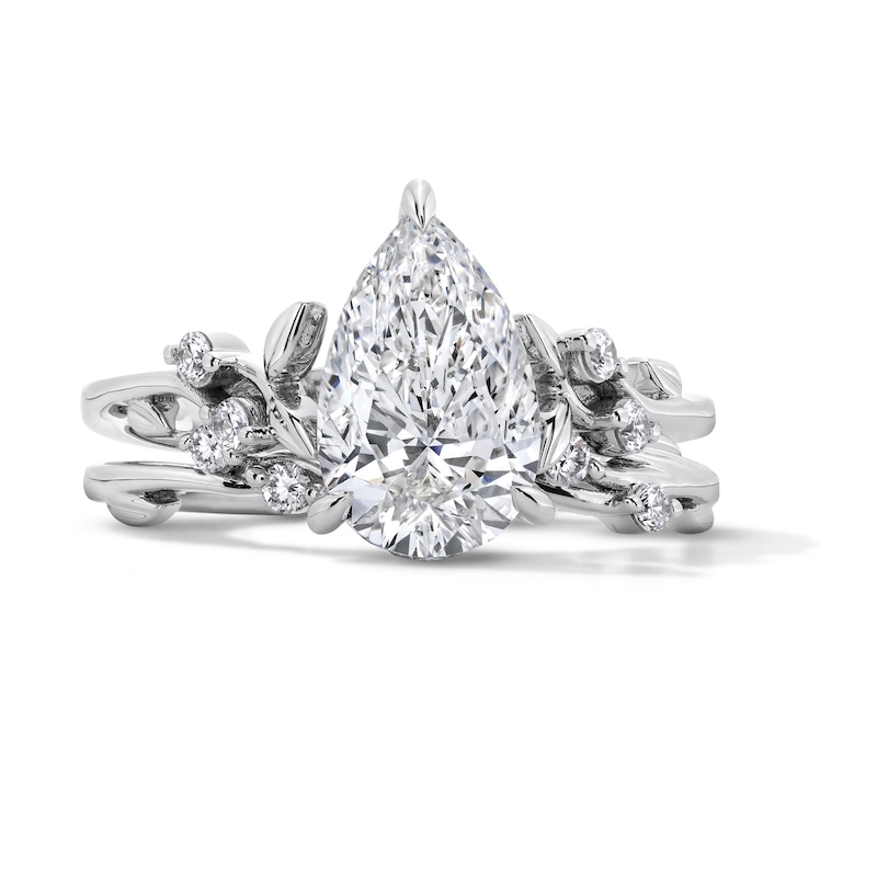 Main Image 1 of 2-1/4 CT. T.W. Pear-Shaped Certified Lab-Grown Diamond Hidden Frame Bridal Set in 14K White Gold (F/VS2)