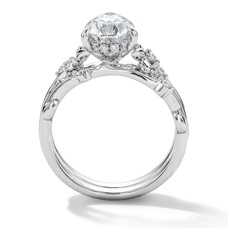 Main Image 3 of 2-1/4 CT. T.W. Pear-Shaped Certified Lab-Grown Diamond Hidden Frame Bridal Set in 14K White Gold (F/VS2)