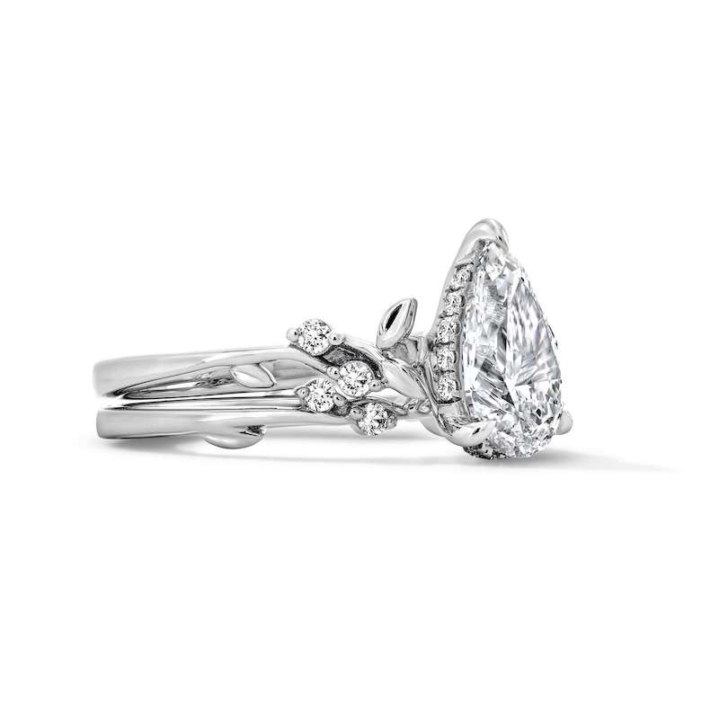 Main Image 4 of 2-1/4 CT. T.W. Pear-Shaped Certified Lab-Grown Diamond Hidden Frame Bridal Set in 14K White Gold (F/VS2)