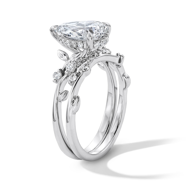 Main Image 5 of 2-1/4 CT. T.W. Pear-Shaped Certified Lab-Grown Diamond Hidden Frame Bridal Set in 14K White Gold (F/VS2)