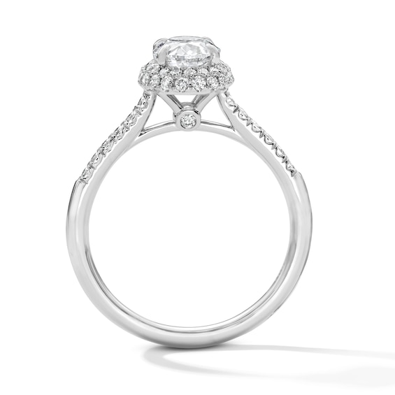1-1/2 CT. T.w. Oval Certified Lab-Grown Diamond Frame Engagement Ring in 14K White Gold (F/Vs2)