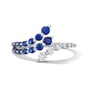 Thumbnail Image 1 of Blue Lab-Created Sapphire and 1/4 CT. T.W. Lab-Grown Diamond Bypass Ring in Sterling Silver (F/VS2)